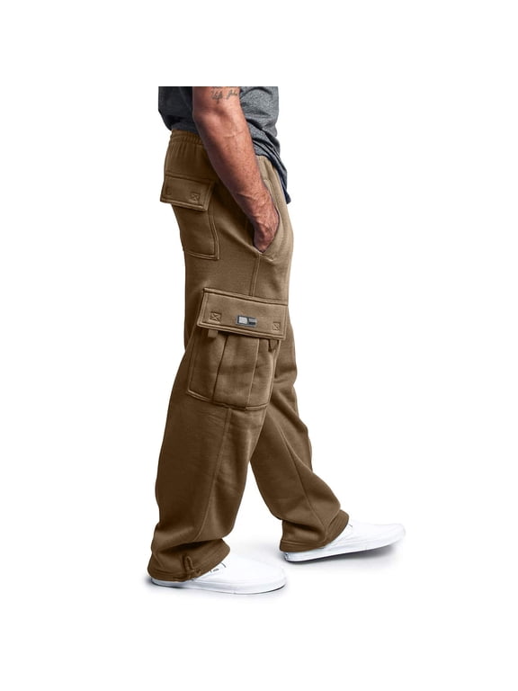 Men Sweat Pants Men's Rope Loosening Waist Solid Color Pocket Trousers Loose Sports Trousers Pro Club Cargo Sweatpants For Man
