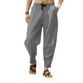 thumbnail image 1 of Men SweatPants Men's Casual Cropped Pants Solid Color And Linen Drawstring Hip-hop Lantern Leggings Long Pants Men Pants Casual，Casual Pants for Men Sweat Pants for Mens, 1 of 6