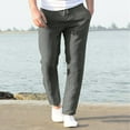 thumbnail image 1 of Men SweatPants Men's Casual Linen Drawstring Pocket Elastic Belt Straight Solid Pants Mens Joggers with Pockets Mens Pants Casual,Casual Pants for Men Sweat Pants for Mens, 1 of 5