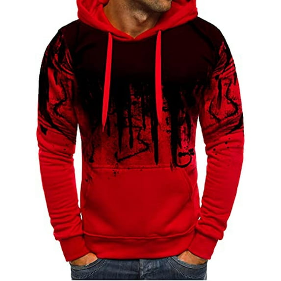 Men Sweater Long Sleeve Hoodie Straps Loose Big Pocket Pullover Casual Tops