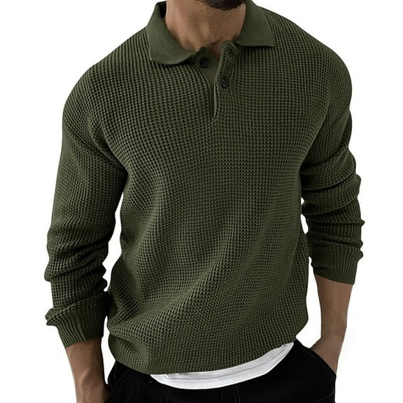 Men Sweater Long Sleeves Turn-down Collar Solid Color Knitting Pullover Warm Soft Mid Length Autumn Sweater Male Clothes
