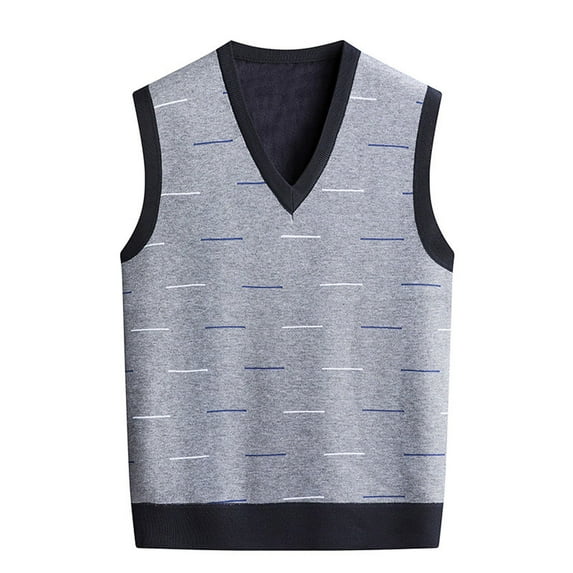 Men Sweater Mens Winter V Neck Sleeveless Knit Vest Sweater Vest (Color: Blue,Size: XXXL )