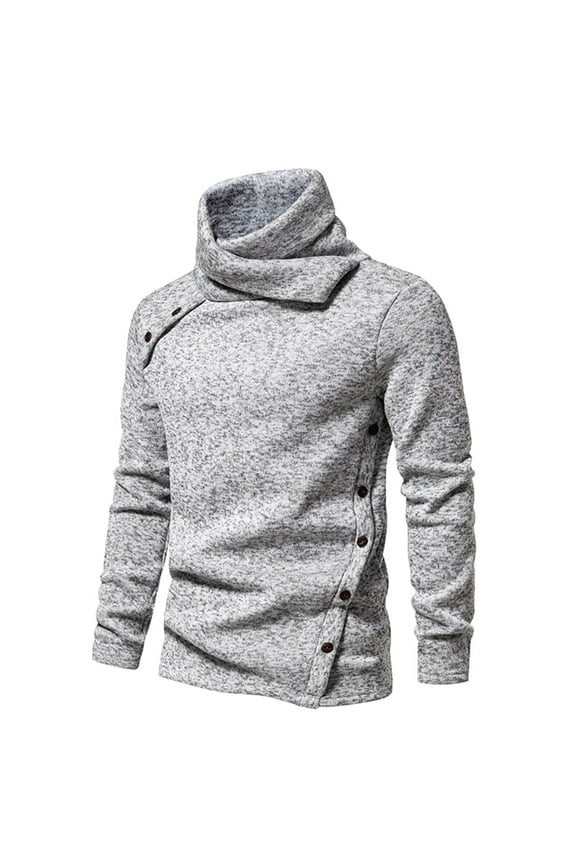 Men Sweater Winter Casual Button Cable Knit Sweaters Shawl Collar Turtlenecks for Lounge Sleep