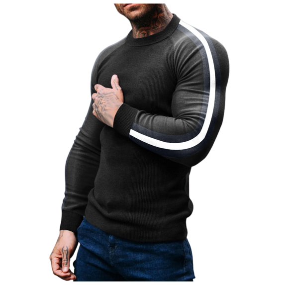 Men Sweaters Knit Tops Blouse Solid Slim Fit Long Sleeve Crew Neck Basic Thermal Knitwear Fall Winter Pullover Top