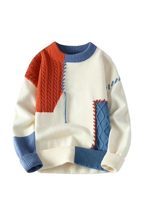 Men Sweaters Oversized Graphic Casual Cable Knitted Jumper Pullover Cute Crewneck Retro Tops Red XXL