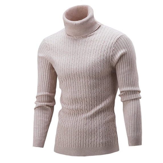 Men Sweaters Winter Knitted Turtleneck Collared Slim Fit Lightweight Soft Fitted Pullover Sweater
