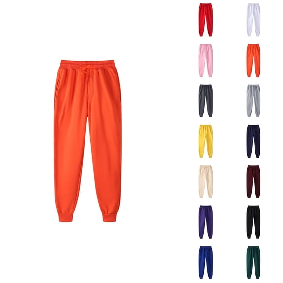 Men Sweatpants 2026 Fall Winter Casual Elastic Waist Drawstring Lined Joggers Trousers with Pockets