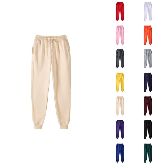 Men Sweatpants 2026 Fall Winter Casual Elastic Waist Drawstring Lined Joggers Trousers with Pockets