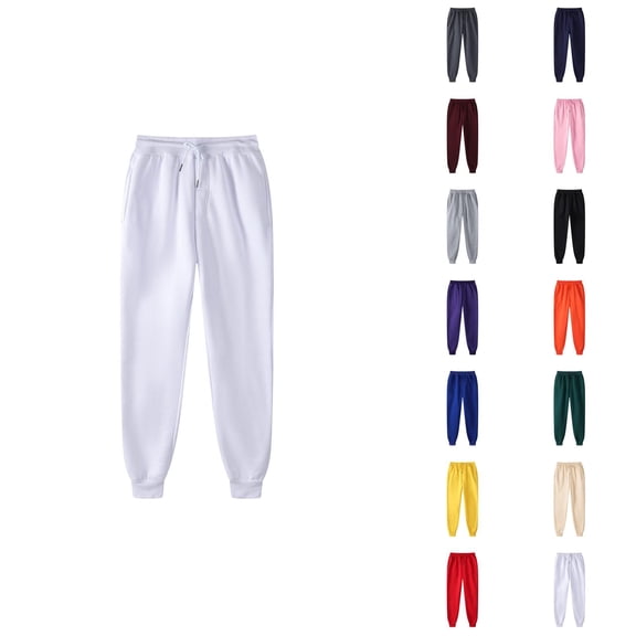 Men Sweatpants 2026 Fall Winter Casual Elastic Waist Drawstring Lined Joggers with Pockets Trousers