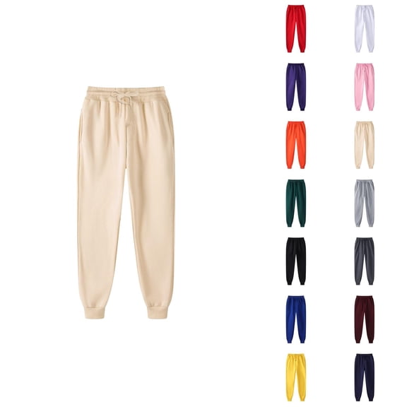 Men Sweatpants 2026 Fall Winter Casual Elastic Waist Drawstring Lined Jogging Sweatpants Trousers with Pockets