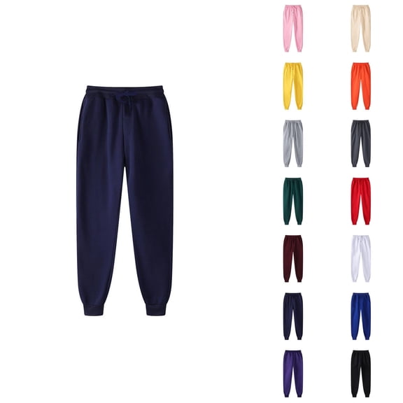 Men Sweatpants 2026 Fall Winter Trendy Elastic Waist Drawstring Lined Joggers Trousers with Pockets