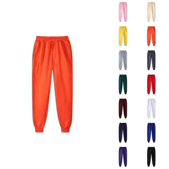 Men Sweatpants 2026 Fall Winter Trendy Elastic Waist Drawstring Lined Joggers Trousers with Pockets