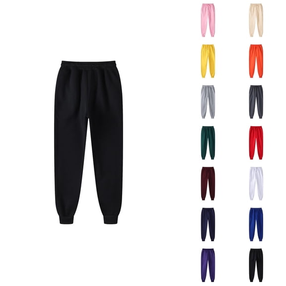 Men Sweatpants 2026 Fall Winter Trendy Elastic Waist Drawstring Lined Joggers Trousers with Pockets