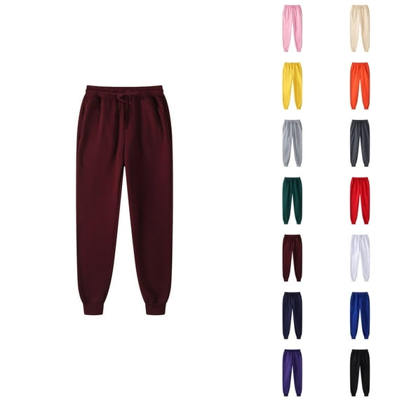 Men Sweatpants 2026 Fall Winter Trendy Elastic Waist Drawstring Lined Joggers Trousers with Pockets
