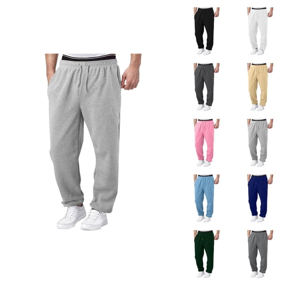 Men Sweatpants 2026 Fashion Elastic Waist Drawstring Relaxed Fit Wide Leg Casual Pants Trousers with Pockets