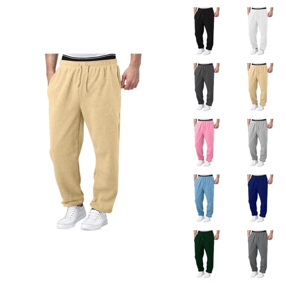 Men Sweatpants 2026 Fashion Elastic Waist Drawstring Relaxed Fit Wide Leg Casual Pants Trousers with Pockets
