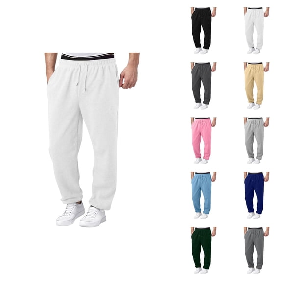 Men Sweatpants 2026 Fashion Elastic Waist Drawstring Relaxed Fit Wide Leg Casual Pants Trousers with Pockets