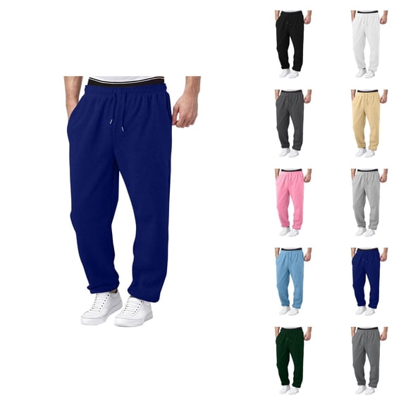 Men Sweatpants 2026 Fashion Elastic Waist Drawstring Relaxed Fit Wide Leg Casual Pants Trousers with Pockets
