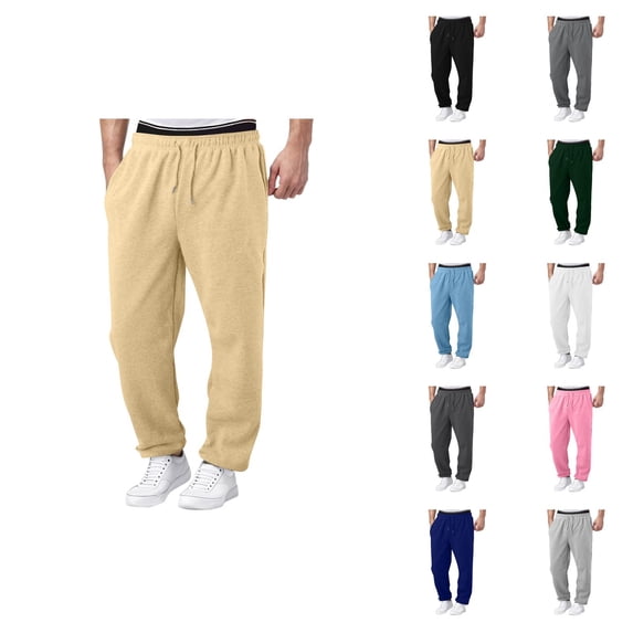 Sweatpants for Men 2026 Trendy Drawstring Elastic Waist Wide Leg Relaxed Fit Casual Pants with Pockets Trousers