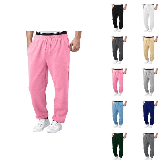 Men Sweatpants 2026 Fashion Elastic Waist Drawstring Relaxed Fit Wide Leg Casual Pants Trousers with Pockets