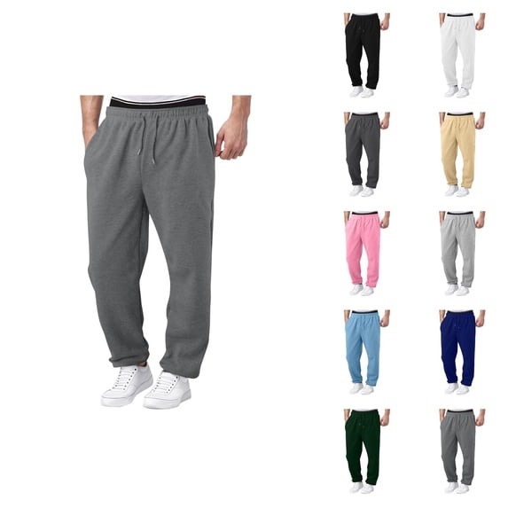 Men Sweatpants 2026 Fashion Elastic Waist Drawstring Relaxed Fit Wide Leg Casual Pants Trousers with Pockets