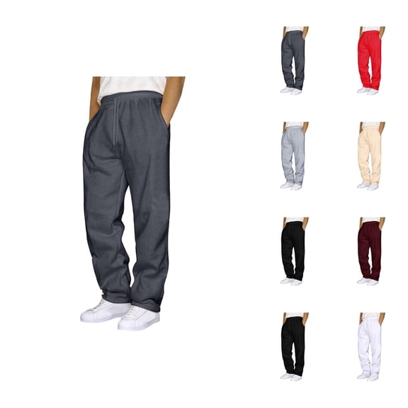 Men Sweatpants 2026 Fashion Elastic Waist Drawstring Straight Leg Casual Pants Trousers with Pockets