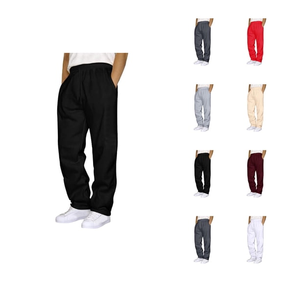 Men Sweatpants 2026 Fashion Elastic Waist Drawstring Straight Leg Casual Pants Trousers with Pockets