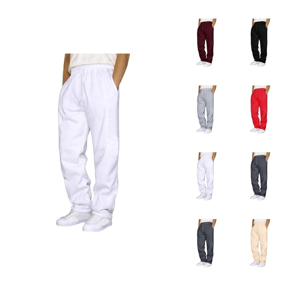Mens Sweatpants 2026 Fashion Elastic Waist Drawstring Straight Leg Casual Pants Trousers with Pockets