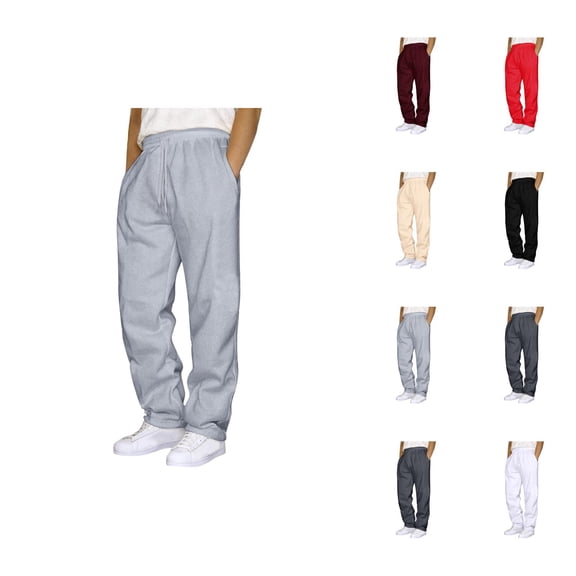 Men Sweatpants 2026 Fashion Elastic Waist Drawstring Straight Leg Casual Pants with Pockets Trousers
