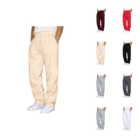 Men Sweatpants 2026 Fashion Elastic Waist Drawstring Straight Leg Casual Pants with Pockets Trousers