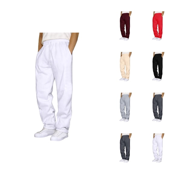 Men Sweatpants 2026 Fashion Elastic Waist Drawstring Straight Leg Casual Pants with Pockets Trousers