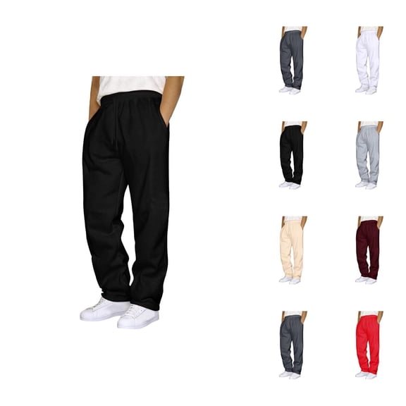 Men Sweatpants 2026 Trendy Drawstring Elastic Waist Straight Leg Casual Pants Trousers with Pockets