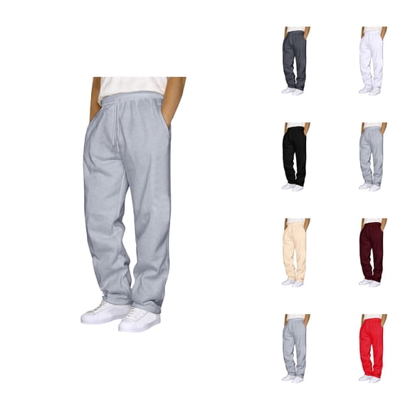 Men Sweatpants 2026 Trendy Drawstring Elastic Waist Straight Leg Casual Pants Trousers with Pockets