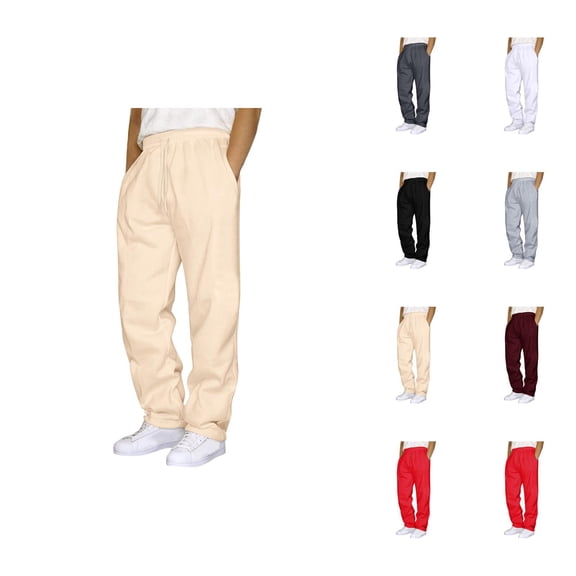 Men Sweatpants 2026 Trendy Drawstring Elastic Waist Straight Leg Casual Pants Trousers with Pockets