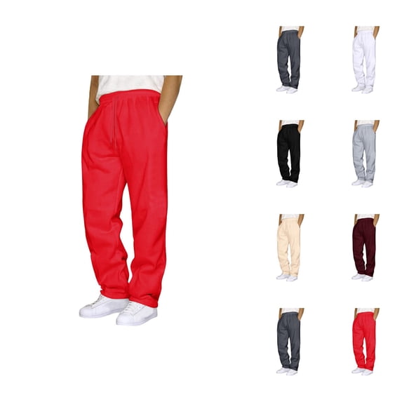 Men Sweatpants 2026 Trendy Drawstring Elastic Waist Straight Leg Casual Pants Trousers with Pockets
