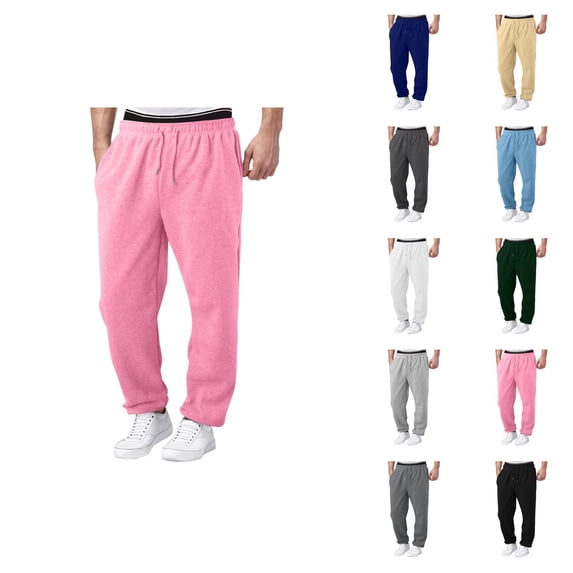 Men Sweatpants 2026 Trendy Drawstring Elastic Waist Wide Leg Relaxed Fit Casual Pants with Pockets Trousers