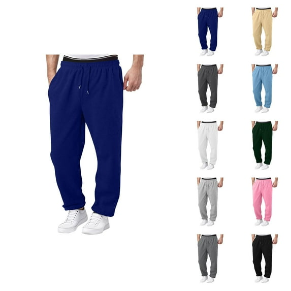 Men Sweatpants 2026 Trendy Drawstring Elastic Waist Wide Leg Relaxed Fit Casual Pants with Pockets Trousers