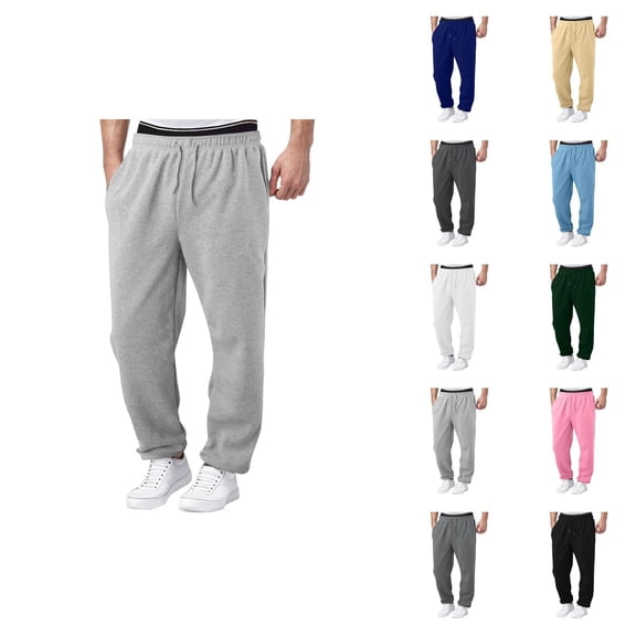 Men Sweatpants 2026 Trendy Drawstring Elastic Waist Wide Leg Relaxed Fit Casual Pants with Pockets Trousers