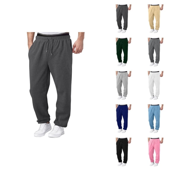 Men Sweatpants 2026 Trendy Elastic Waist Drawstring Relaxed Fit Wide Leg Casual Pants Trousers with Pockets