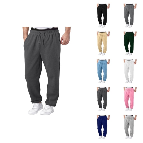 Sweatpants for Men 2026 Trendy Drawstring Elastic Waist Wide Leg Relaxed Fit Casual Pants with Pockets Trousers