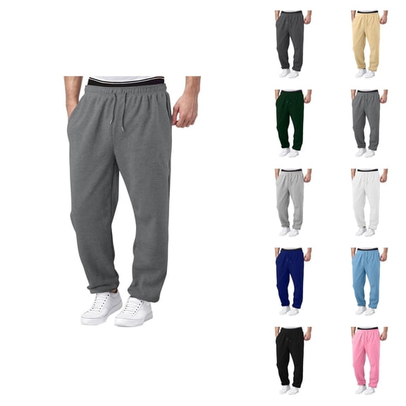 Men Sweatpants 2026 Trendy Elastic Waist Drawstring Relaxed Fit Wide Leg Casual Pants Trousers with Pockets