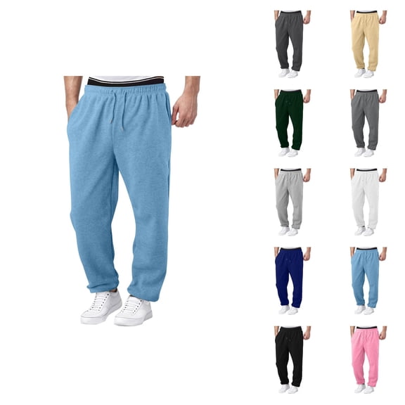 Men Sweatpants 2026 Trendy Elastic Waist Drawstring Relaxed Fit Wide Leg Casual Pants Trousers with Pockets