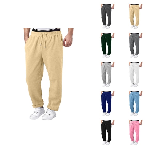 Men Sweatpants 2026 Trendy Elastic Waist Drawstring Relaxed Fit Wide Leg Casual Pants Trousers with Pockets