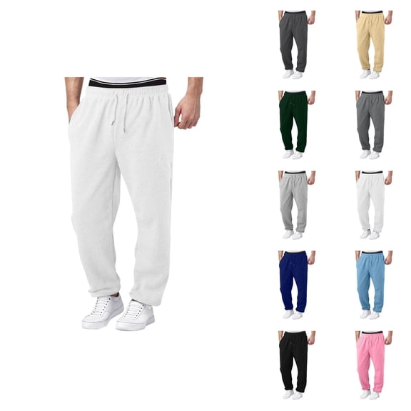 Men Sweatpants 2026 Trendy Elastic Waist Drawstring Relaxed Fit Wide Leg Casual Pants Trousers with Pockets