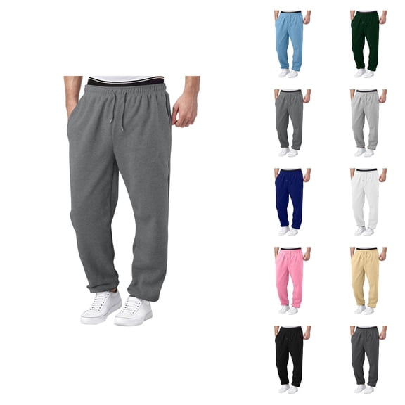 Men Sweatpants 2026 Trendy Elastic Waist Drawstring Wide Leg Relaxed Fit Casual Pants with Pockets Trousers