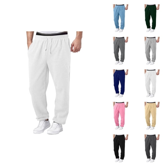 Men Sweatpants 2026 Trendy Elastic Waist Drawstring Wide Leg Relaxed Fit Casual Pants with Pockets Trousers