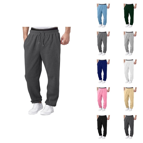 Men Sweatpants 2026 Trendy Elastic Waist Drawstring Wide Leg Relaxed Fit Casual Pants with Pockets Trousers