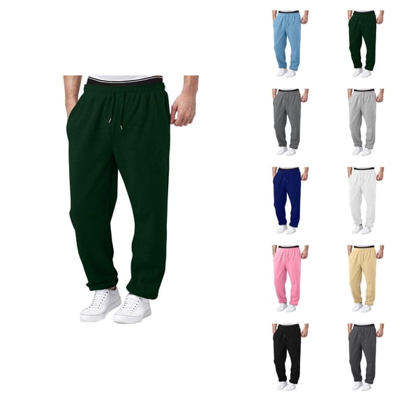 Men Sweatpants 2026 Trendy Elastic Waist Drawstring Wide Leg Relaxed Fit Casual Pants with Pockets Trousers