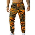 thumbnail image 1 of Men Sweatpants Camouflage Drawstring Elastic Waist Multi Pockets Streetwear Loose Ankle Tied Cargo Pants for Training Running Fitness, 1 of 8