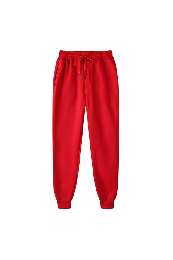 Men Sweatpants Fleece Lined Pants Athletic Workout Running Joggers Winter Warm Wind Sweatpants for Active Gym Track Jogging Red XXXL